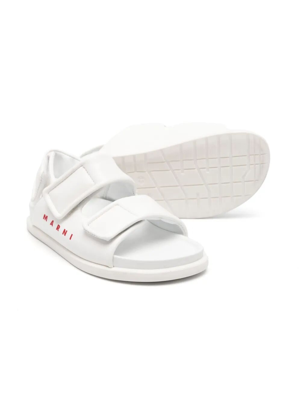 SIDE LOGO FAUX LEATHER TRIPLE VELCRO-STRAP FASTENING FUSSBETT SANDALS