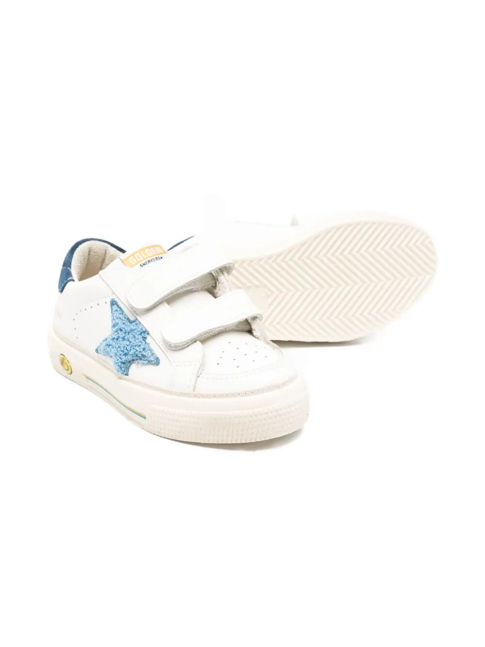 MAY SCHOOL WITH DOUBLE TOE LEATHER UPPER AND TOE EMBROIDERY STAR SUEDE HEEL WITH PRINTED SOLE