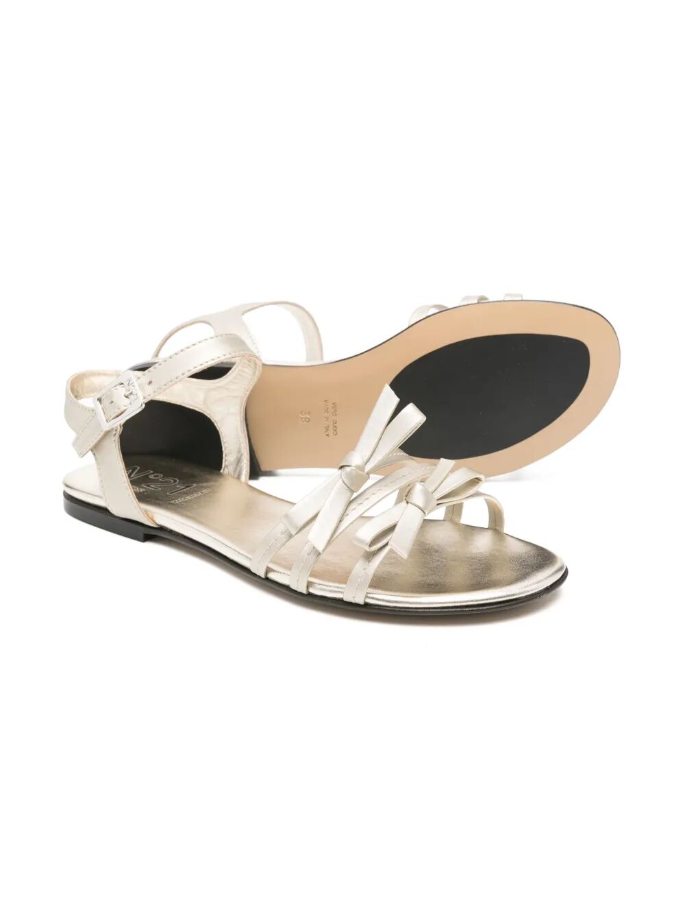 SANDALS WITH SATIN MIGNON UPPER AND APPLICATED BOWS