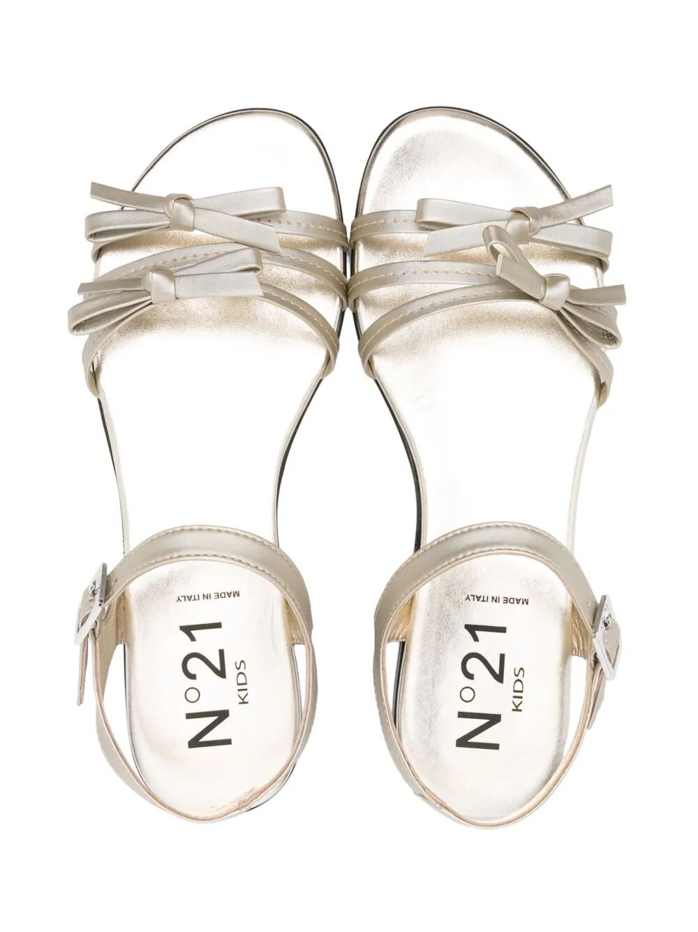 SANDALS WITH SATIN MIGNON UPPER AND APPLICATED BOWS