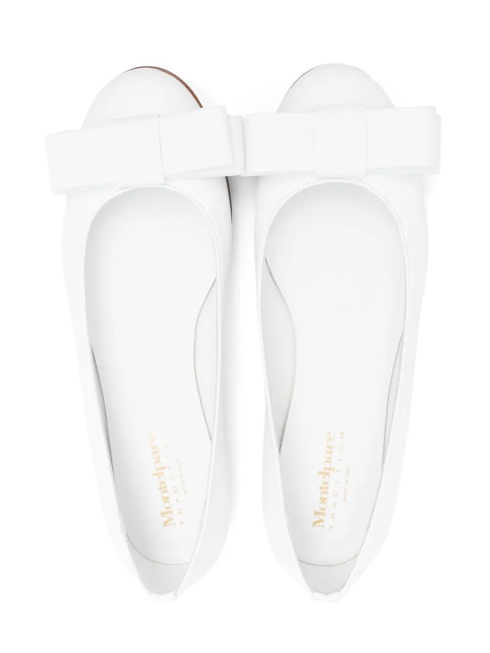 LEATHER BALLET FLATS WITH DOUBLE BOW ON TOE