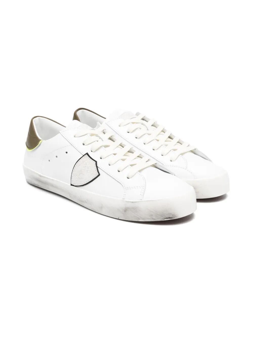 PRSX LEATHER AND CONTRASTING HEEL TAB LOW SNEAKERS
