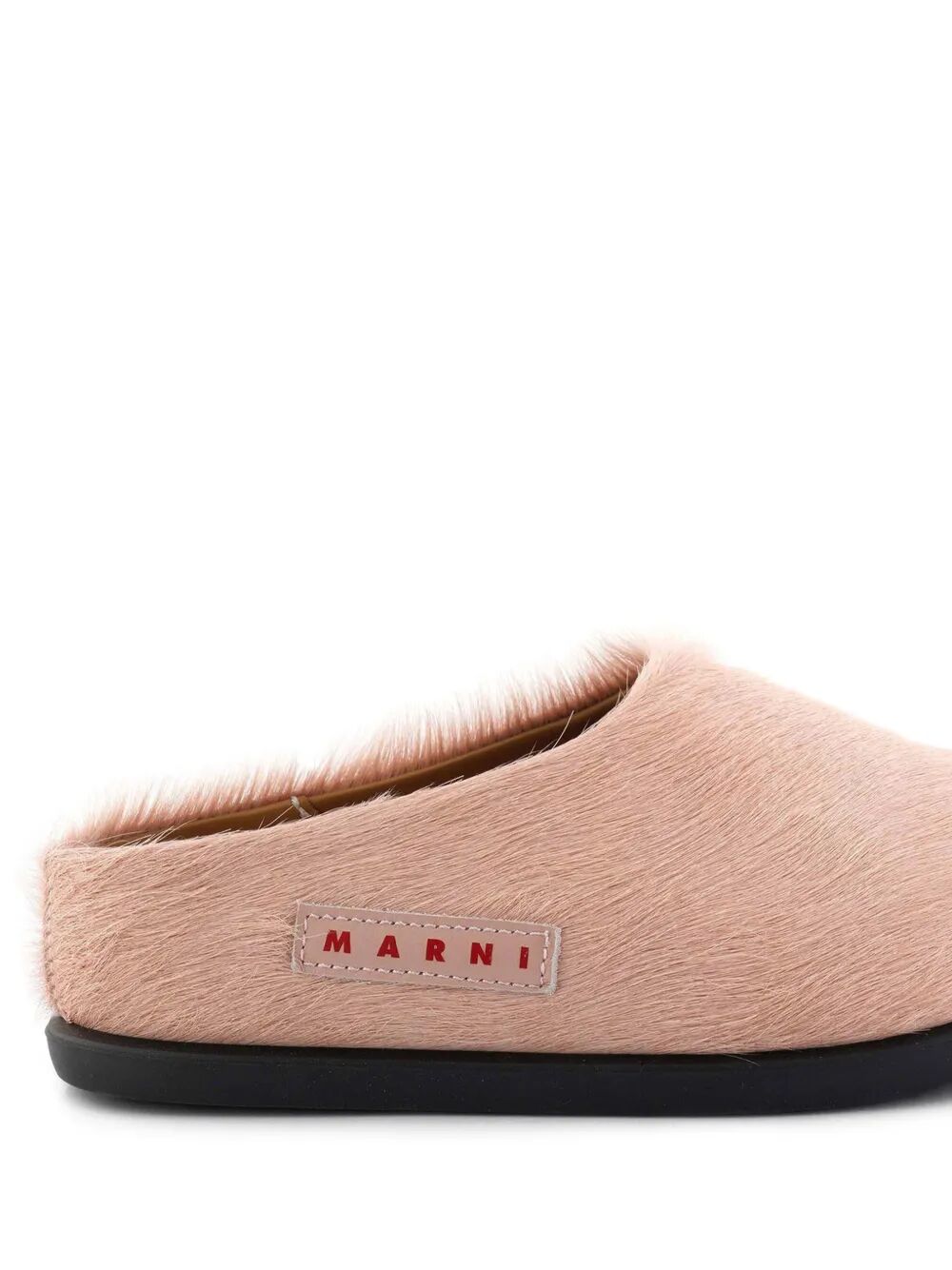 FUSSBETT MULES PONY HAIR WITH LOGO ON SIDE LEATHER PATCH