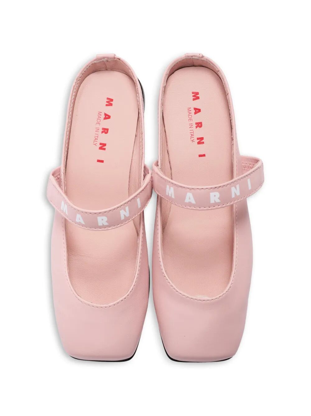 SABOT MARY JANE LEATHER WITH SQUARE TOE AND LOGOED STRAP