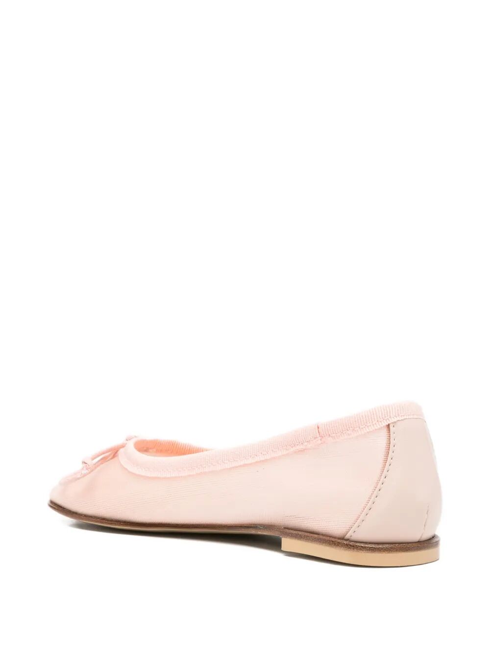 BALLET FLATS TRANSPARENT NYLON AND LEATHER HEEL TAB WITH ROPE KNOT ON FRONT