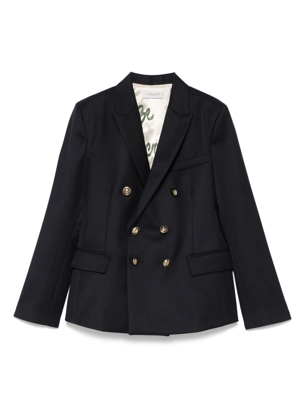 GOLDEN/ BOY`S DOUBLE BREASTED BLAZER/ WOOL BLEND GABARDINE PRINTED LINING