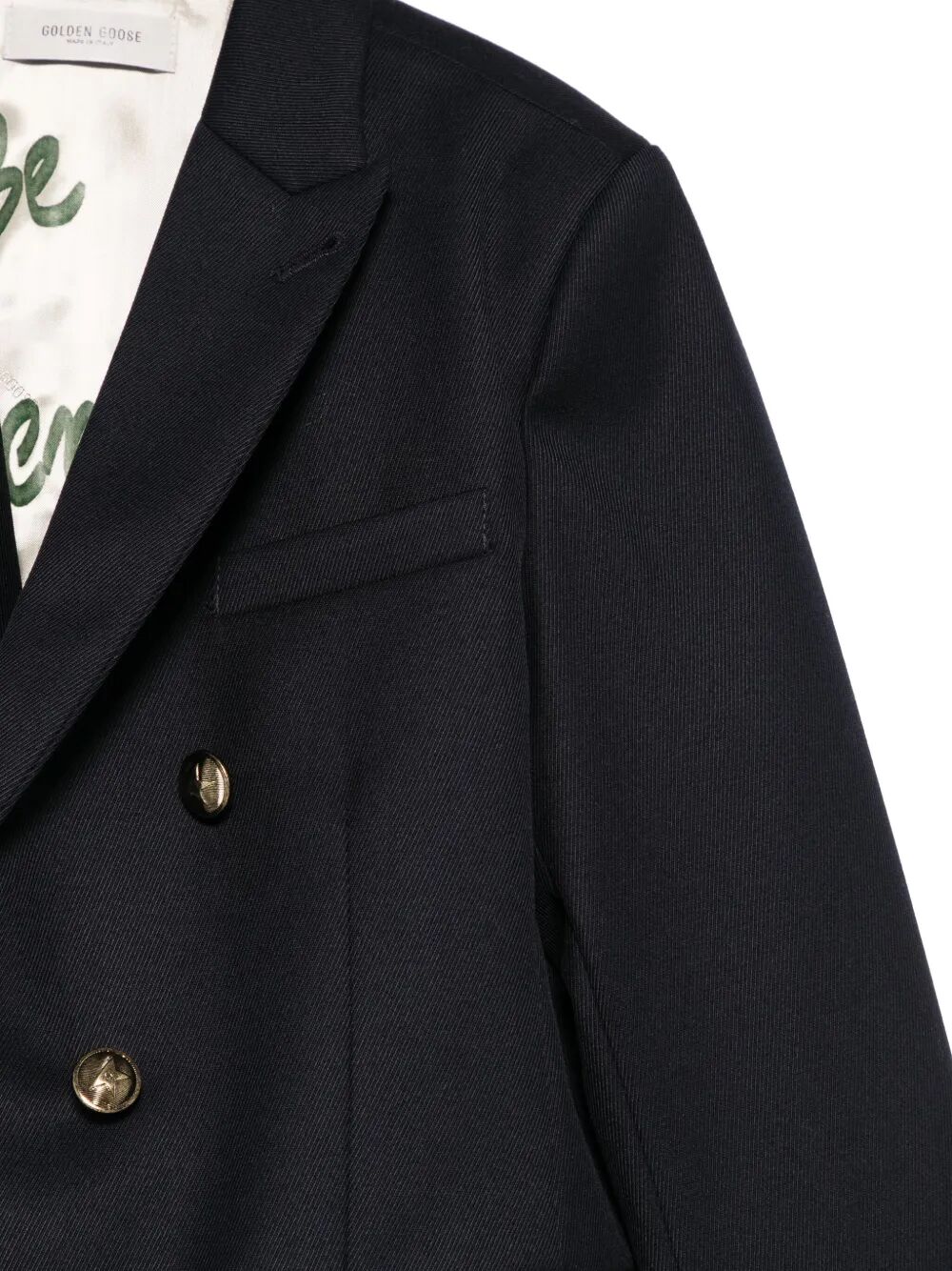 GOLDEN/ BOY`S DOUBLE BREASTED BLAZER/ WOOL BLEND GABARDINE PRINTED LINING