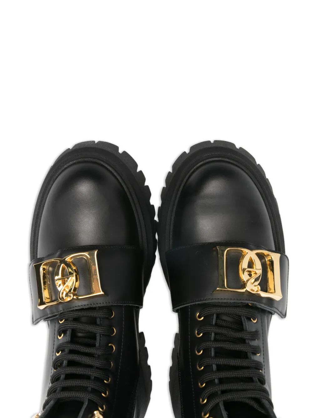 COMBAT BOOTS LEATHER WITH D2 GOLD GALVANIC PLAQUE ON VAMP STRAP