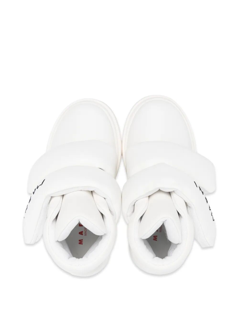 PUFFER SNEAKERS HIGH FAUX LEATHER WITH DOUBLE VELCRO-STRAP CLOSURE AND EMBROIDERED LOGO ON STRAP