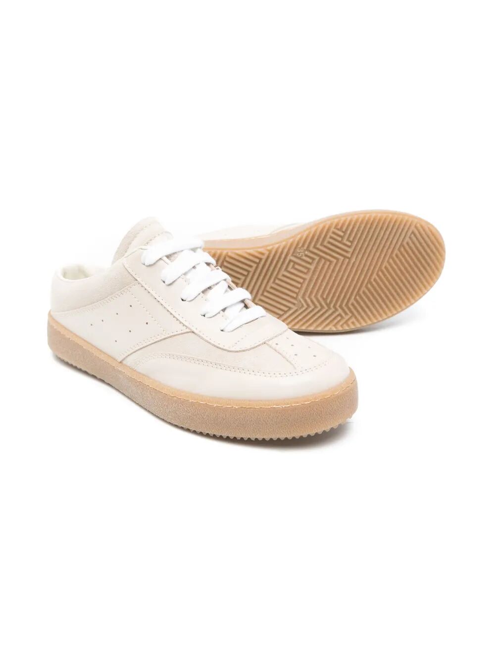 LEATHER & SUEDE SABOT SNEAKERS WITH LACES FASTENING