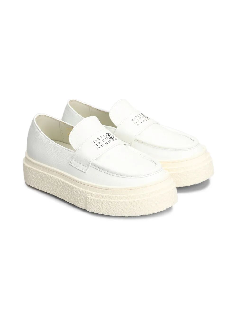 LEATHER CHUNKY SOLE LOAFERS WITH NUMERICAL LOGO ON FRONT BAND