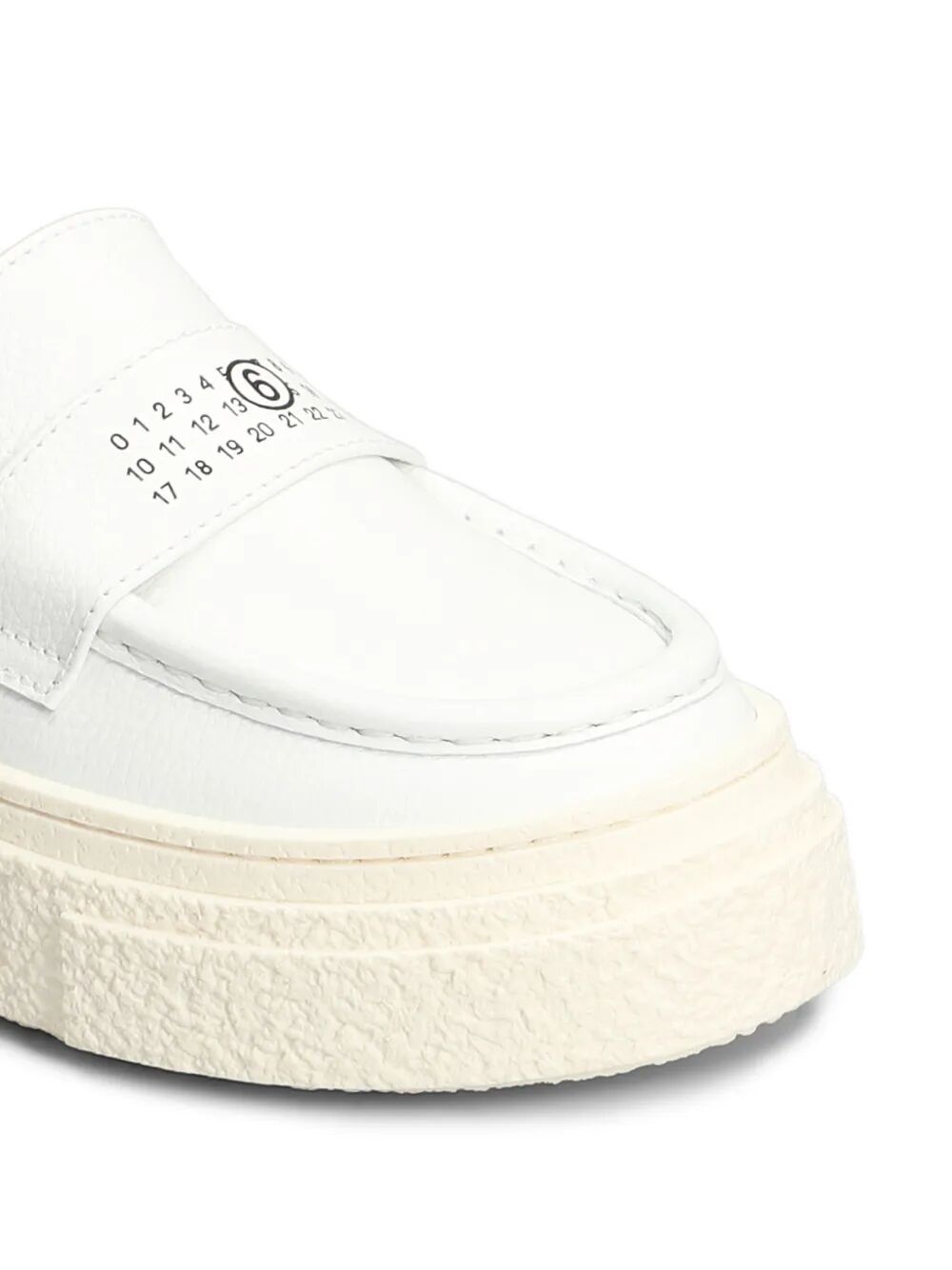LEATHER CHUNKY SOLE LOAFERS WITH NUMERICAL LOGO ON FRONT BAND
