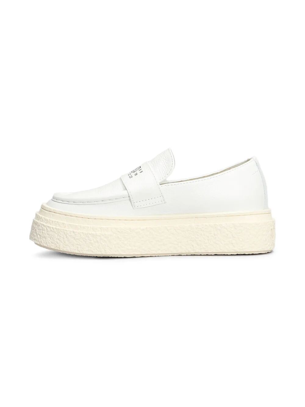 LEATHER CHUNKY SOLE LOAFERS WITH NUMERICAL LOGO ON FRONT BAND