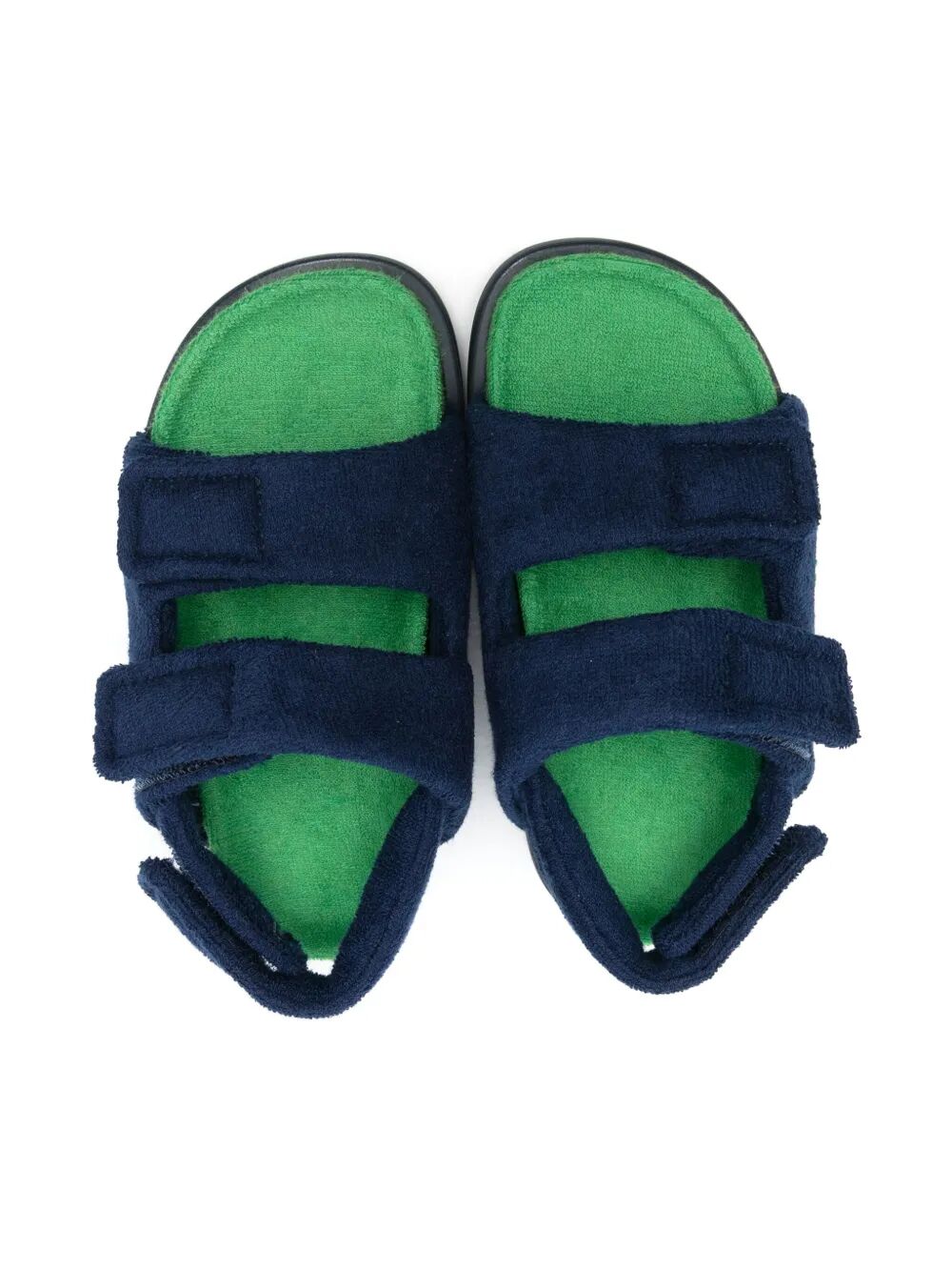 SIDE EMBROIDERED LOGO SPONGE FUSSBETT SANDALS WITH TRIPLE VELCRO-STRAP FASTENING