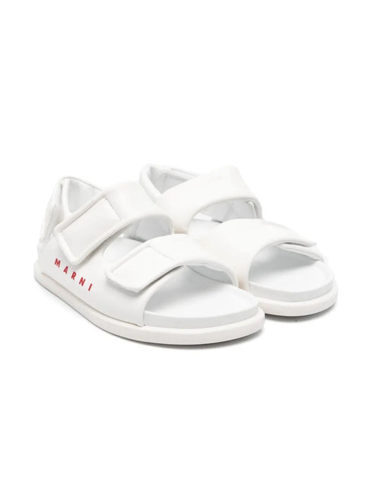SIDE LOGO FAUX LEATHER TRIPLE VELCRO-STRAP FASTENING FUSSBETT SANDALS