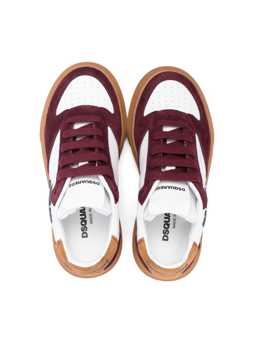 SIDE CONTRASTING MAPLE LEAF BLEND LEATHER LACE-UP LOW SNEAKERS