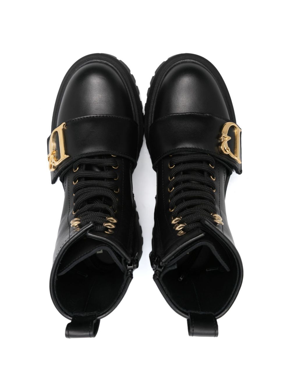 D2 STATEMENT METAL LOGO LACE-UP ANKLE BOOTS