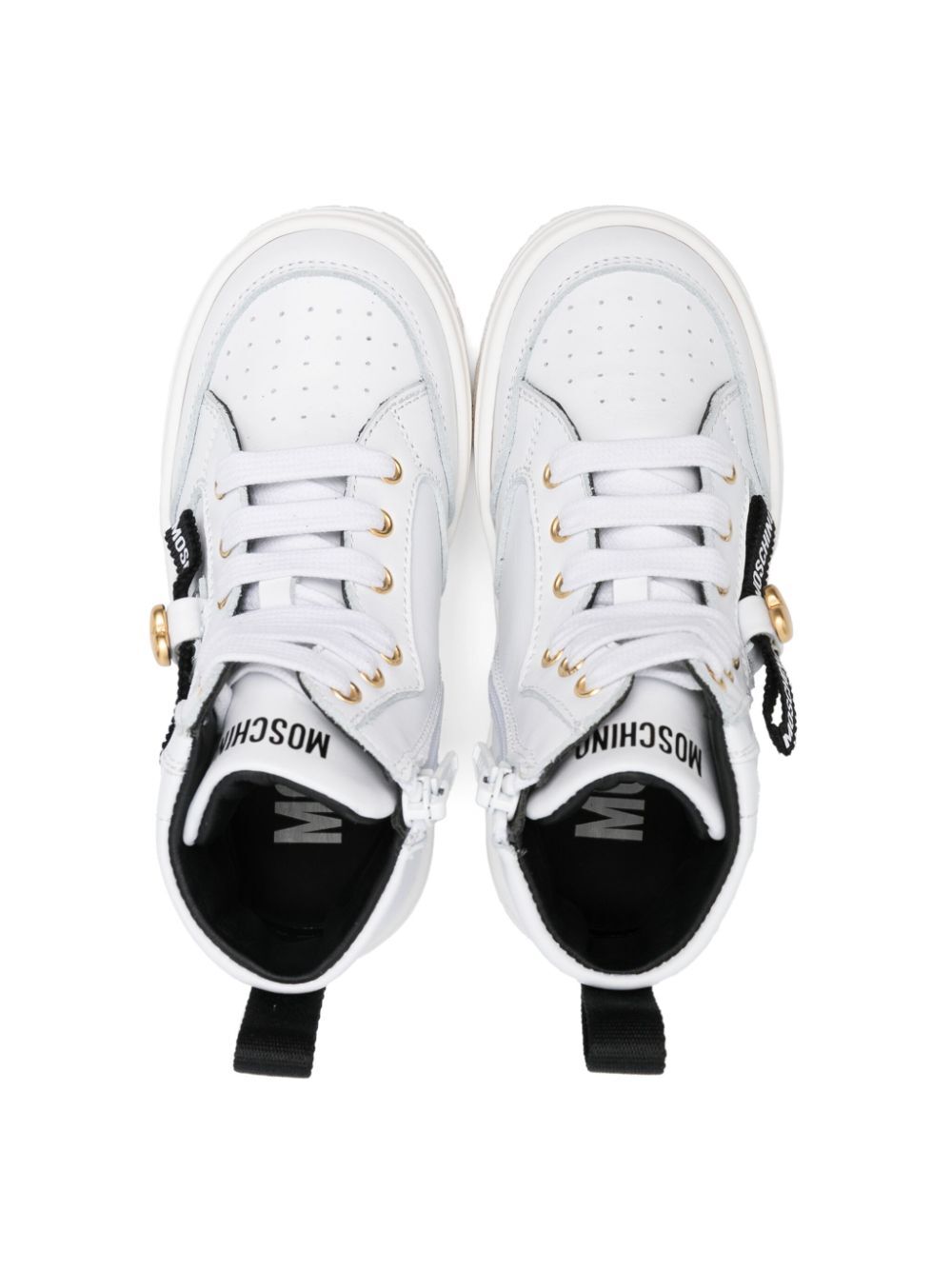 HEART & LOGO TAPE LEATHER LACE-UP MID SNEAKERS