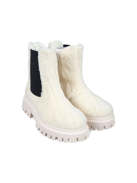 TRACK SOLE FAUX LAMB FUR CHELSEA BOOTS