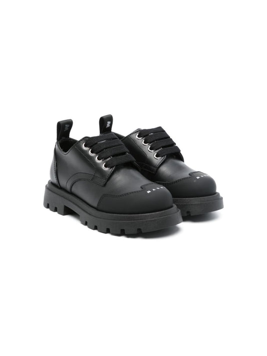 TRACK SOLE LEATHER LACE-UP SHOES WITH CONTRASTING TOE