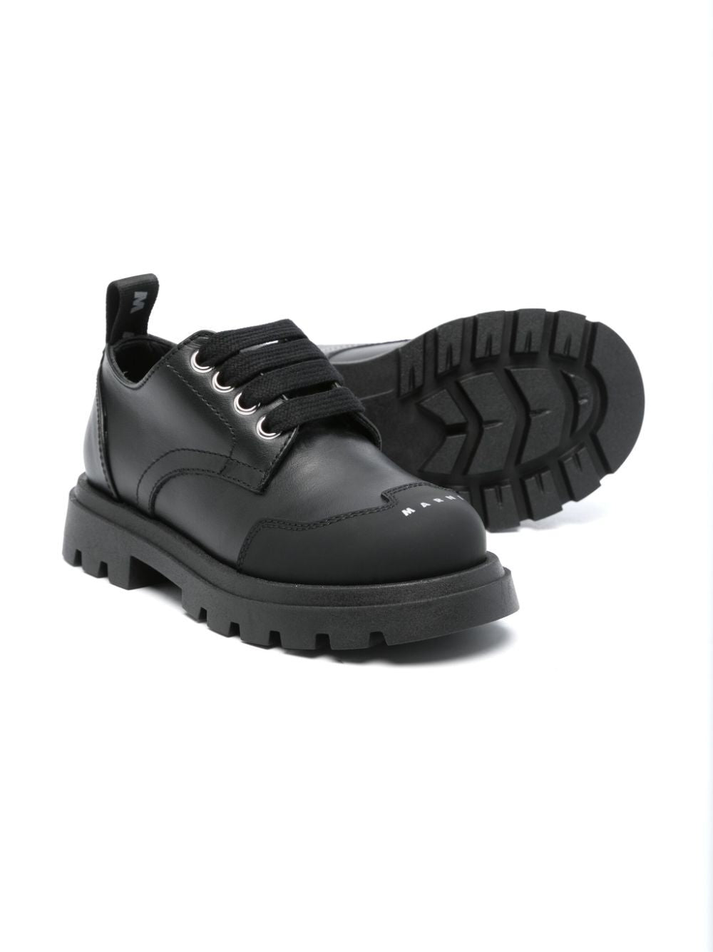 TRACK SOLE LEATHER LACE-UP SHOES WITH CONTRASTING TOE