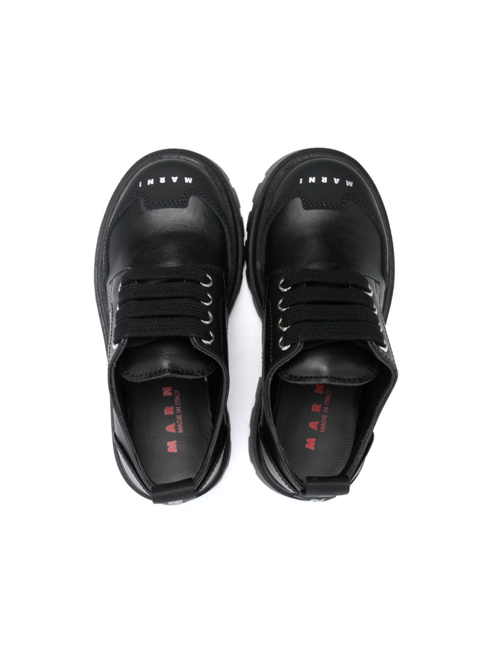 TRACK SOLE LEATHER LACE-UP SHOES WITH CONTRASTING TOE