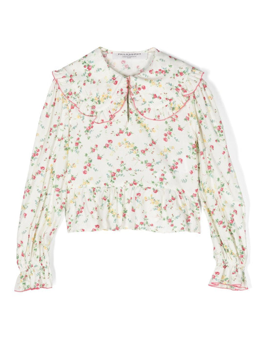 BLUSA IN VISCOSA LIBERTY CON COLLO