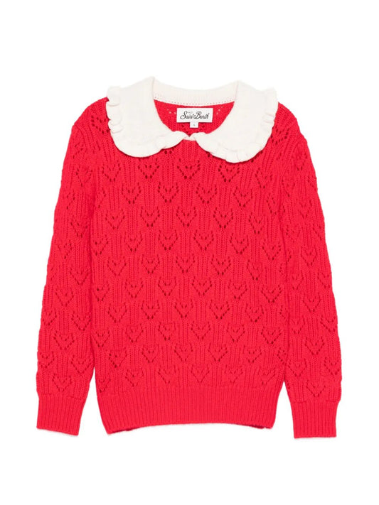 WITH CREWNECK DIZZY SWEATER KNITTED COLLAR POINTELLE JR