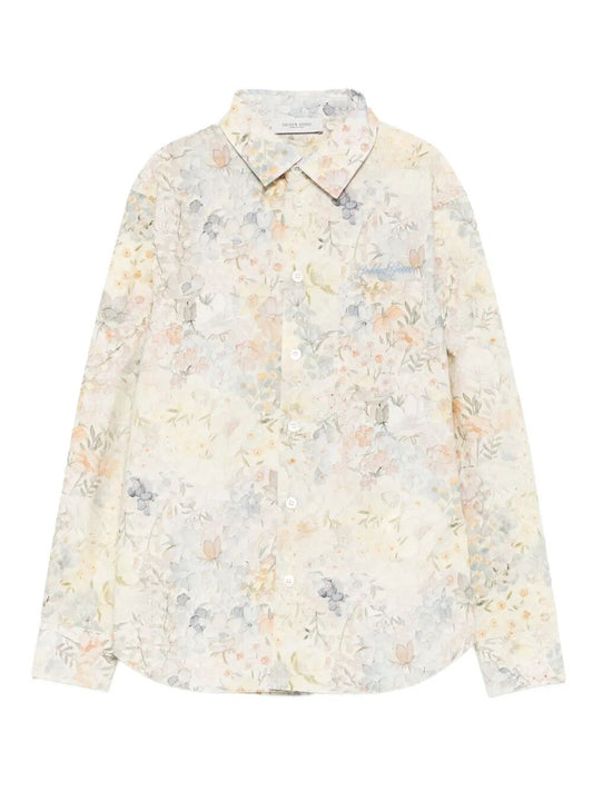 JOURNEY UNISEX REGULAR SHIRT LIGHT COTTON CANVAS ALL OVER MULTICOLOR FLOWER PRINT WITH EMBROIDERY