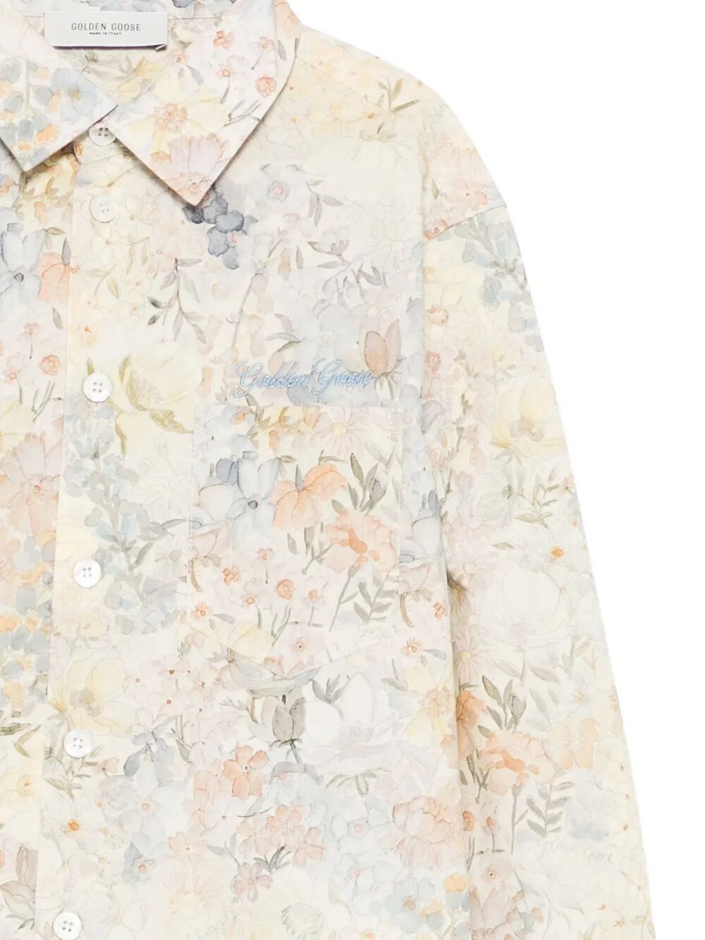 JOURNEY UNISEX REGULAR SHIRT LIGHT COTTON CANVAS ALL OVER MULTICOLOR FLOWER PRINT WITH EMBROIDERY