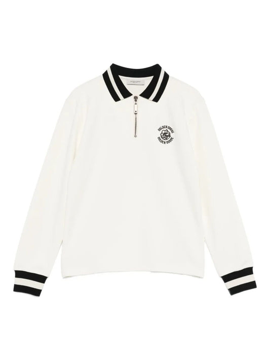 JOURNEY UNISEX SWEATSHIRT ZIPPED POLO COLLAR BLEND COTTON FLEECE WITH  PUFFERED PRINT AND EMBROIDERY