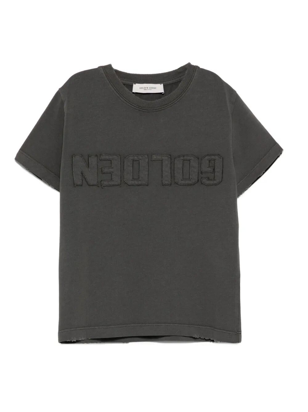 GOLDEN UNISEX T-SHIRT DISTRESSED COTTON WITH LOGO