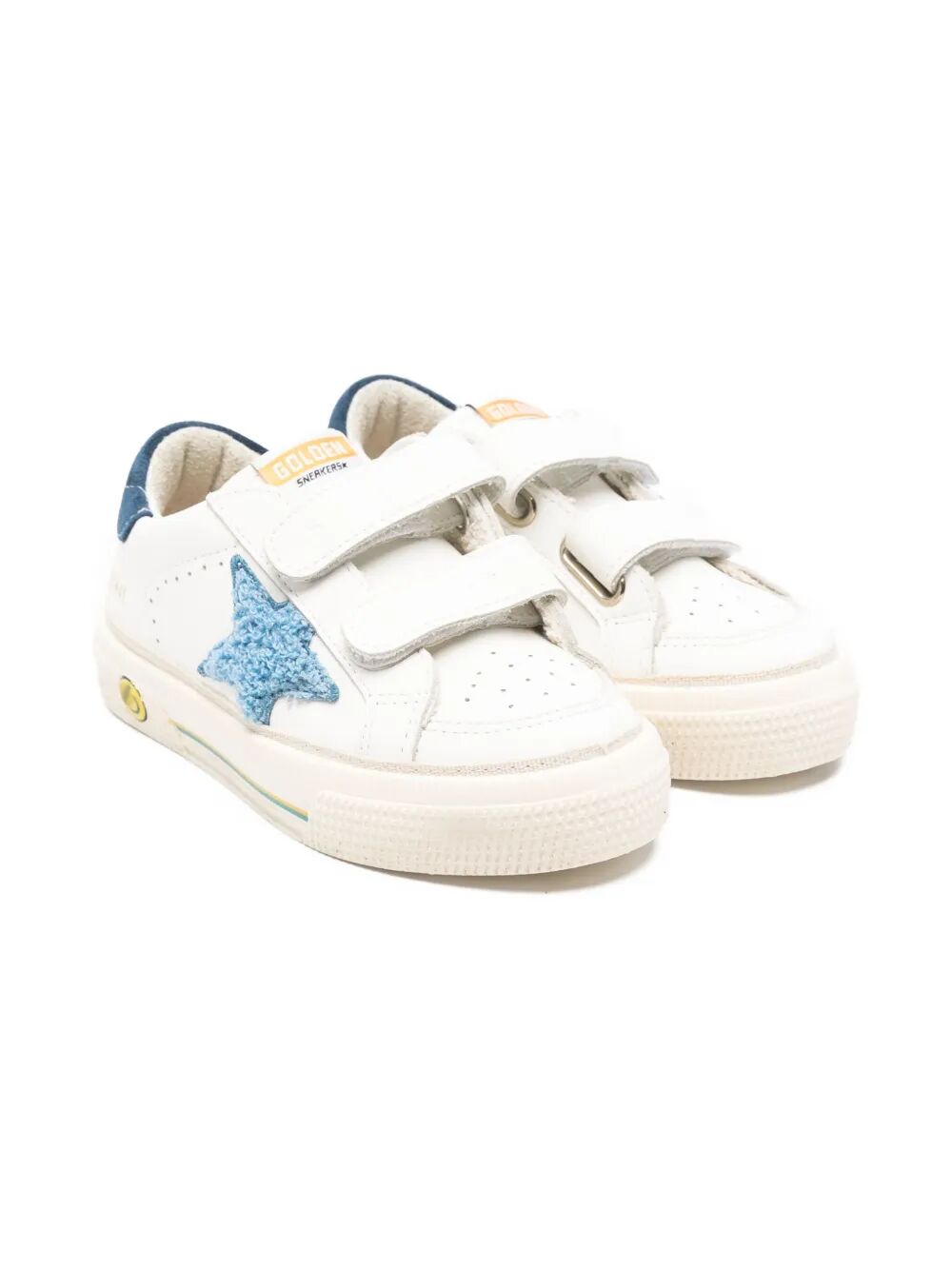 MAY SCHOOL WITH DOUBLE TOE LEATHER UPPER AND TOE EMBROIDERY STAR SUEDE HEEL WITH PRINTED SOLE