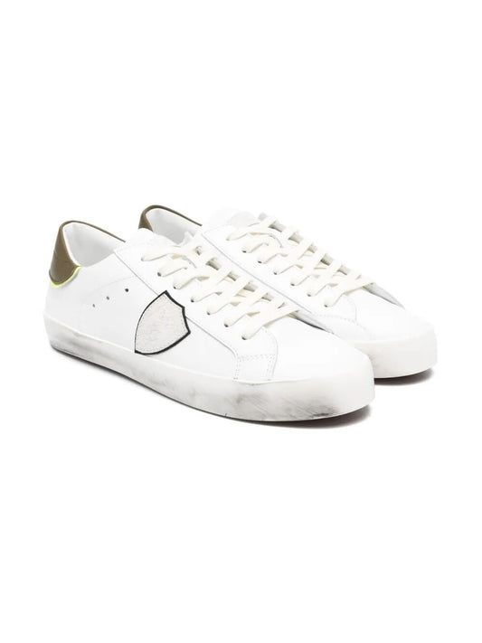 PRSX LEATHER AND CONTRASTING HEEL TAB LOW SNEAKERS