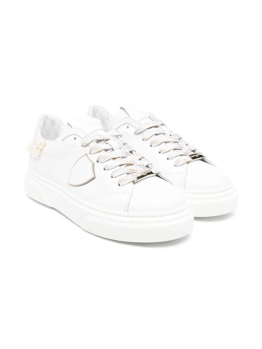 TEMPLE LEATHER AND FRAYED EDGE  FABRIC HEEL TAB WITH EMBROIDERED LOGO LOW SNEAKERS