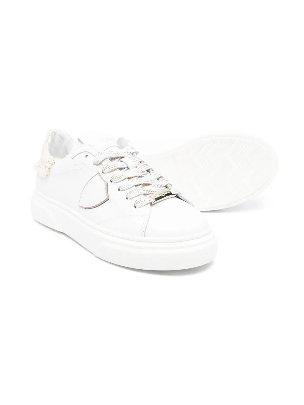 TEMPLE LEATHER AND FRAYED EDGE  FABRIC HEEL TAB WITH EMBROIDERED LOGO LOW SNEAKERS