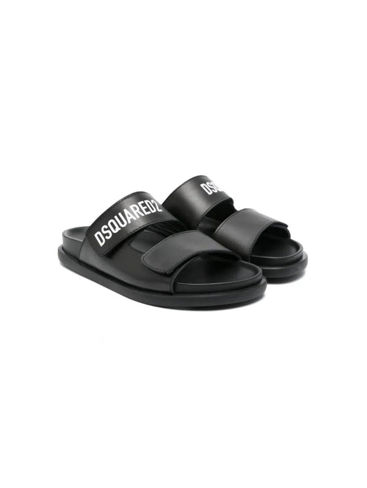 LOGO LEATHER FUSSBETT SLIDES