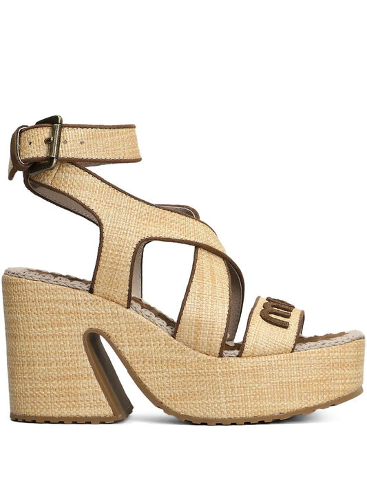 RAFFIA PLATFORM LACE-UP