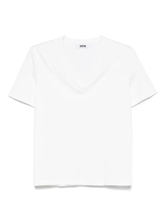T-SHIRT RICAMO SCOLLA A "V"