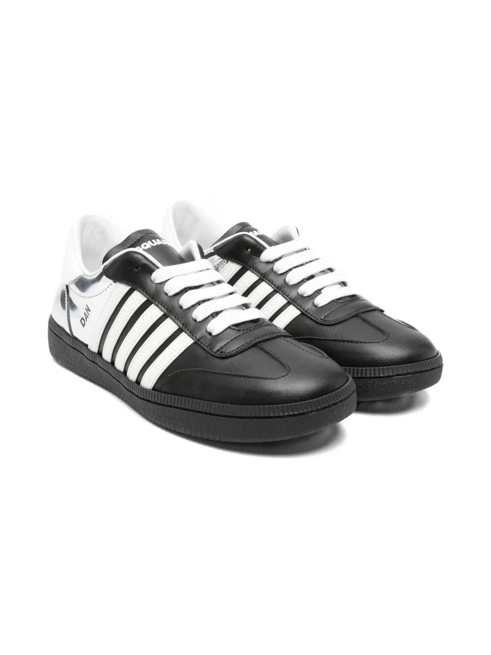 RETRO BOXER SNEAKERS LEATHER & MIRROR WITH SIDE CONTRASTING STRIPES