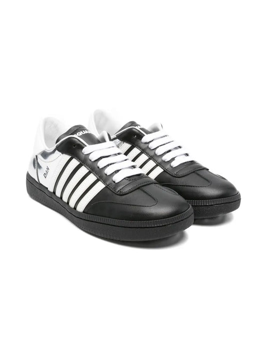 RETRO BOXER SNEAKERS LEATHER & MIRROR WITH SIDE CONTRASTING STRIPES