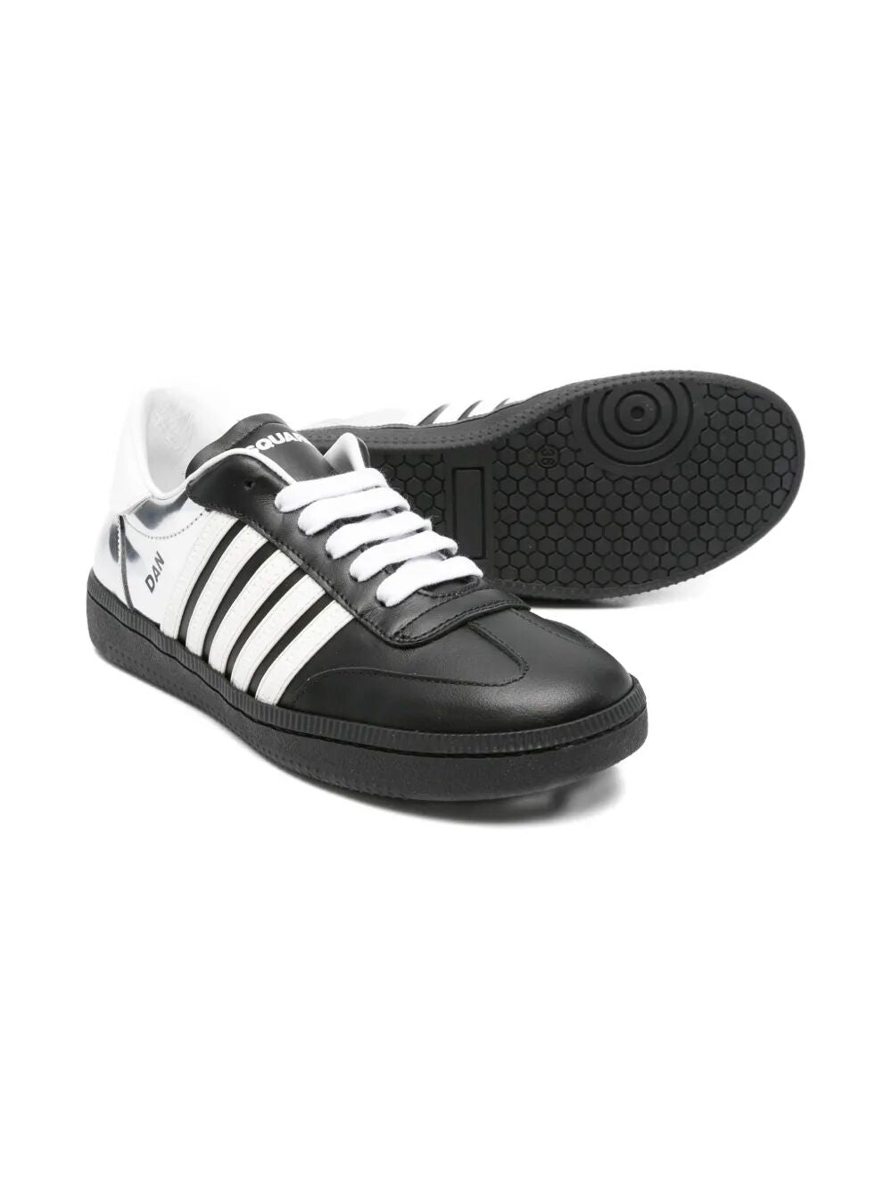 RETRO BOXER SNEAKERS LEATHER & MIRROR WITH SIDE CONTRASTING STRIPES