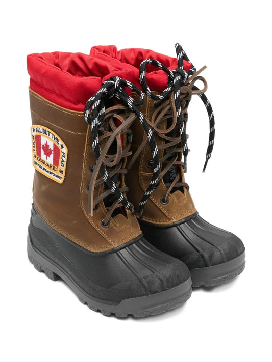 DUCK BOOTS FAT LEATHER & NYLON INSERT WITH SIDE CANADIA FLAG PATCH SEWN