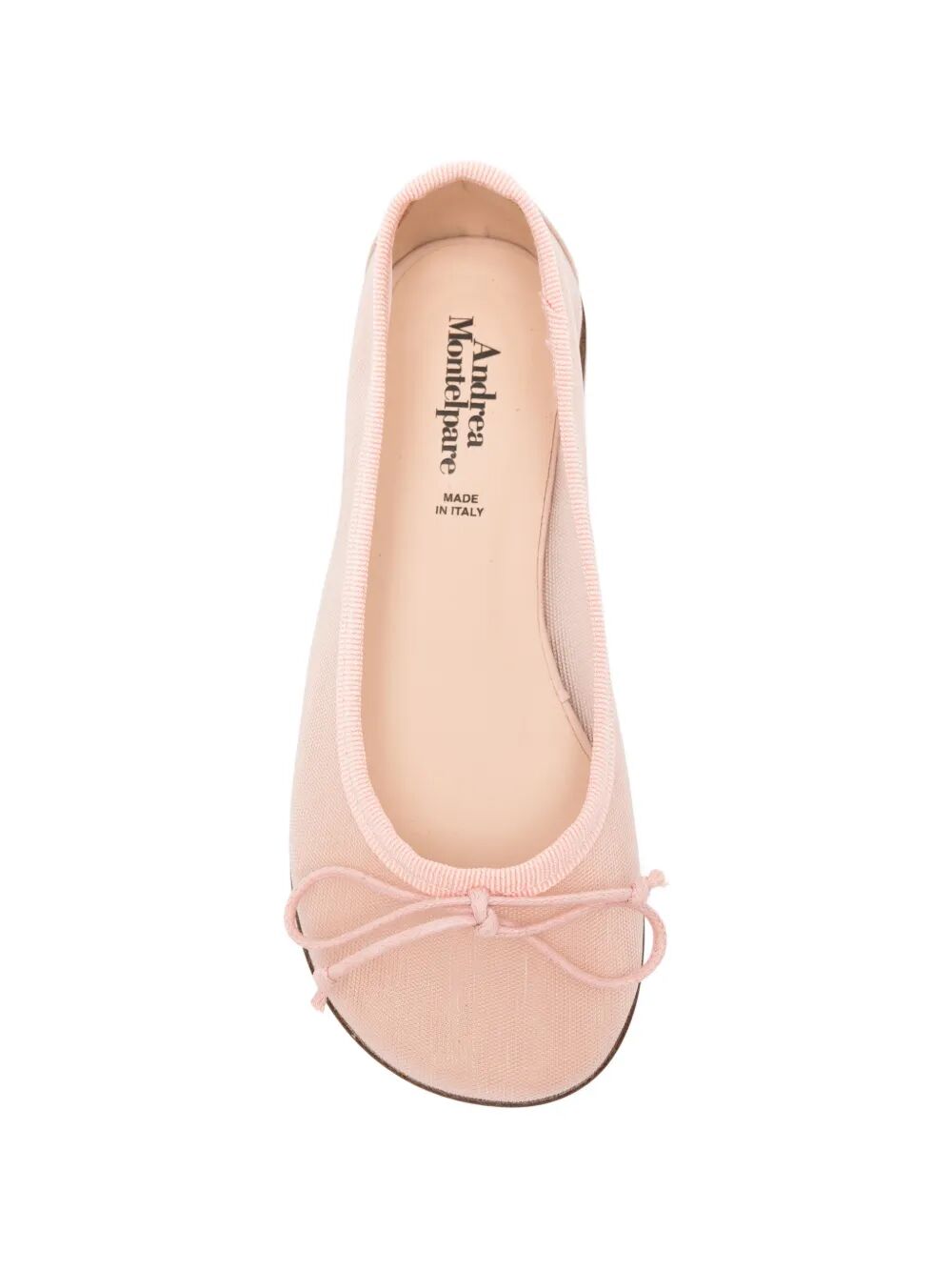 BALLET FLATS TRANSPARENT NYLON AND LEATHER HEEL TAB WITH ROPE KNOT ON FRONT