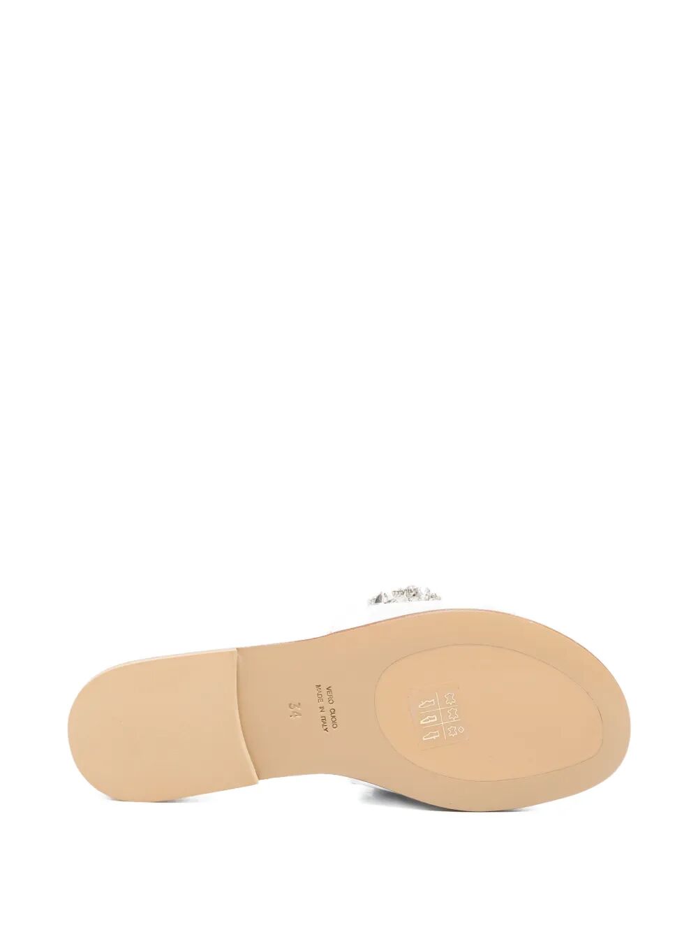 SLIDES LEATHER WITH GENUINE LEATHER SOLE AND JEWELED BOW ON VAMP