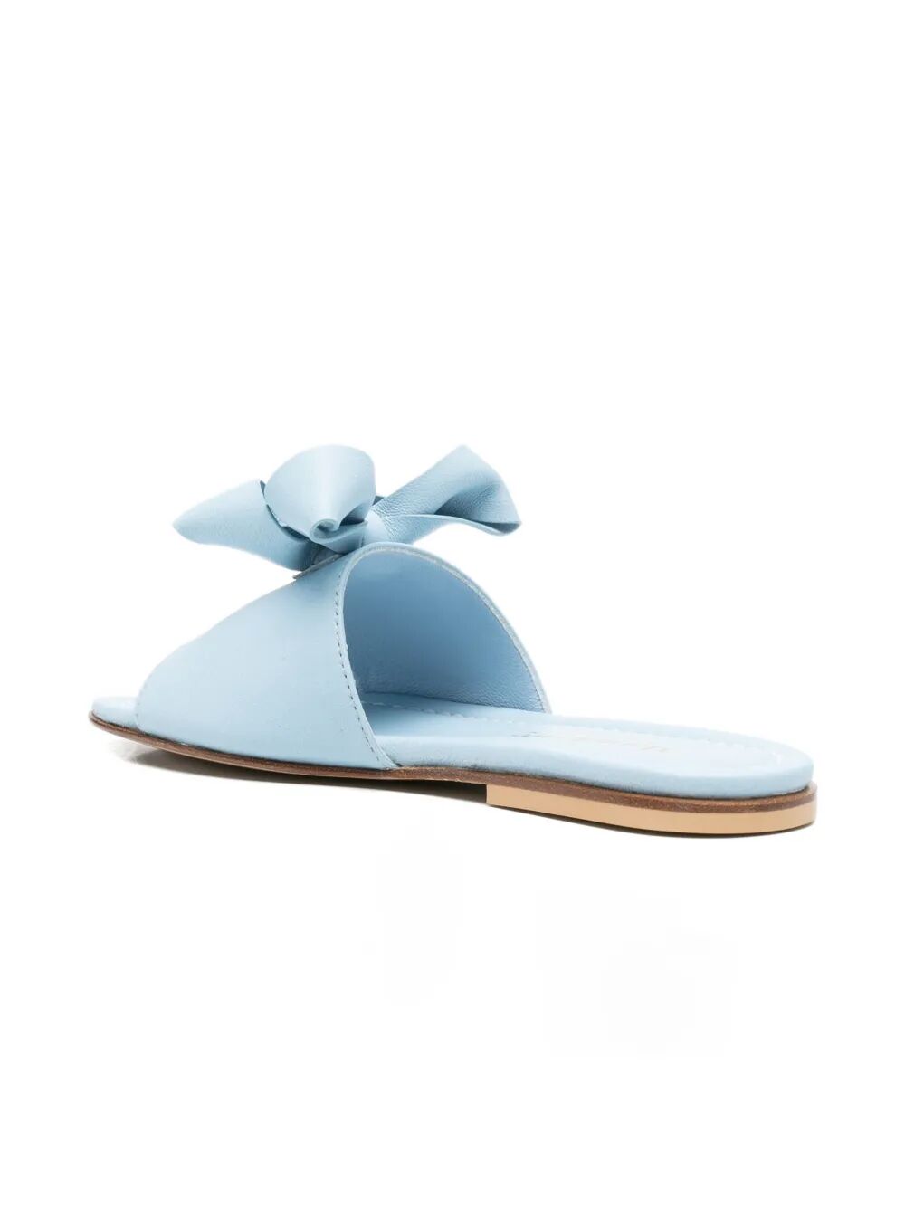 SLIDES LEATHER WITH GENUINE LEATHER SOLE AND DOUBLE BOW ON VAMP