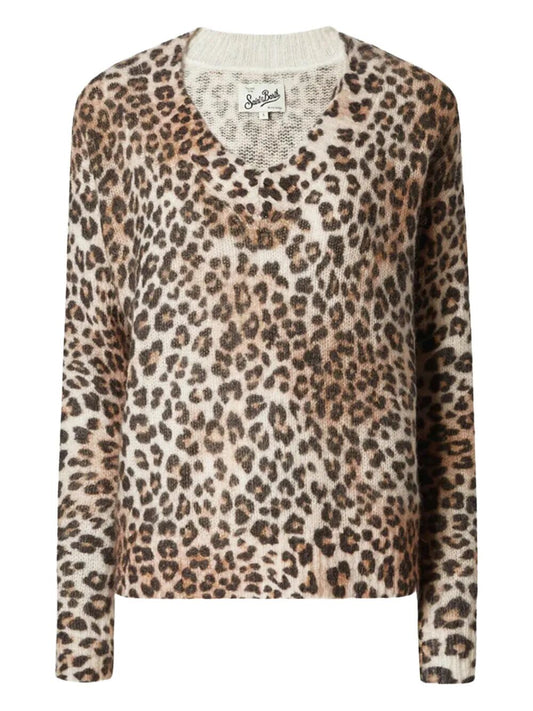 SWEATER PRINT MOHAIR BOXY ELARA NECK V