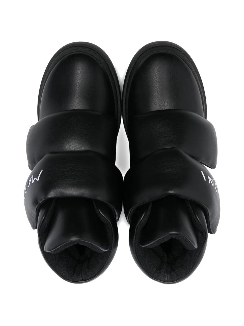 PUFFER SNEAKERS HIGH FAUX LEATHER WITH DOUBLE VELCRO-STRAP CLOSURE AND EMBROIDERED LOGO ON STRAP