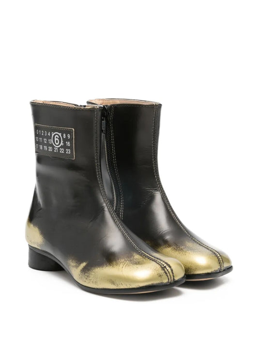 ANATOMICAL LOW BOOTS BI-COLOUR NAD-BRUSHED LEATHER 2 CM CYLINDRICAL HEEL WITH  NUMERIC LOGO ON SIDE AND ORIZONTAL SEAM ON BACK