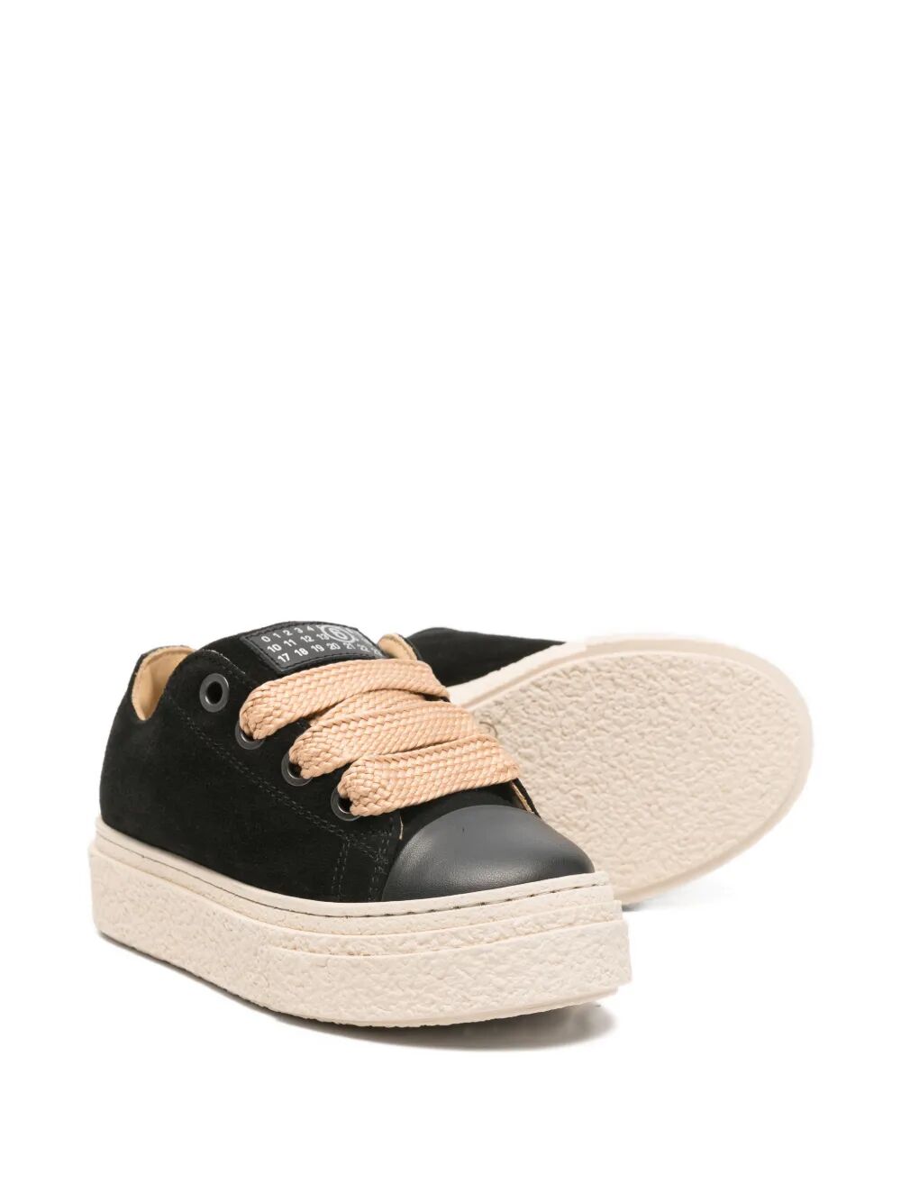 PLATFORM SNEAKERS LOW SUEDE WITH LEATHER TOE WITH NUMERIC LOGO ON TONGUE AND ORIZONTAL SEAM ON BACK